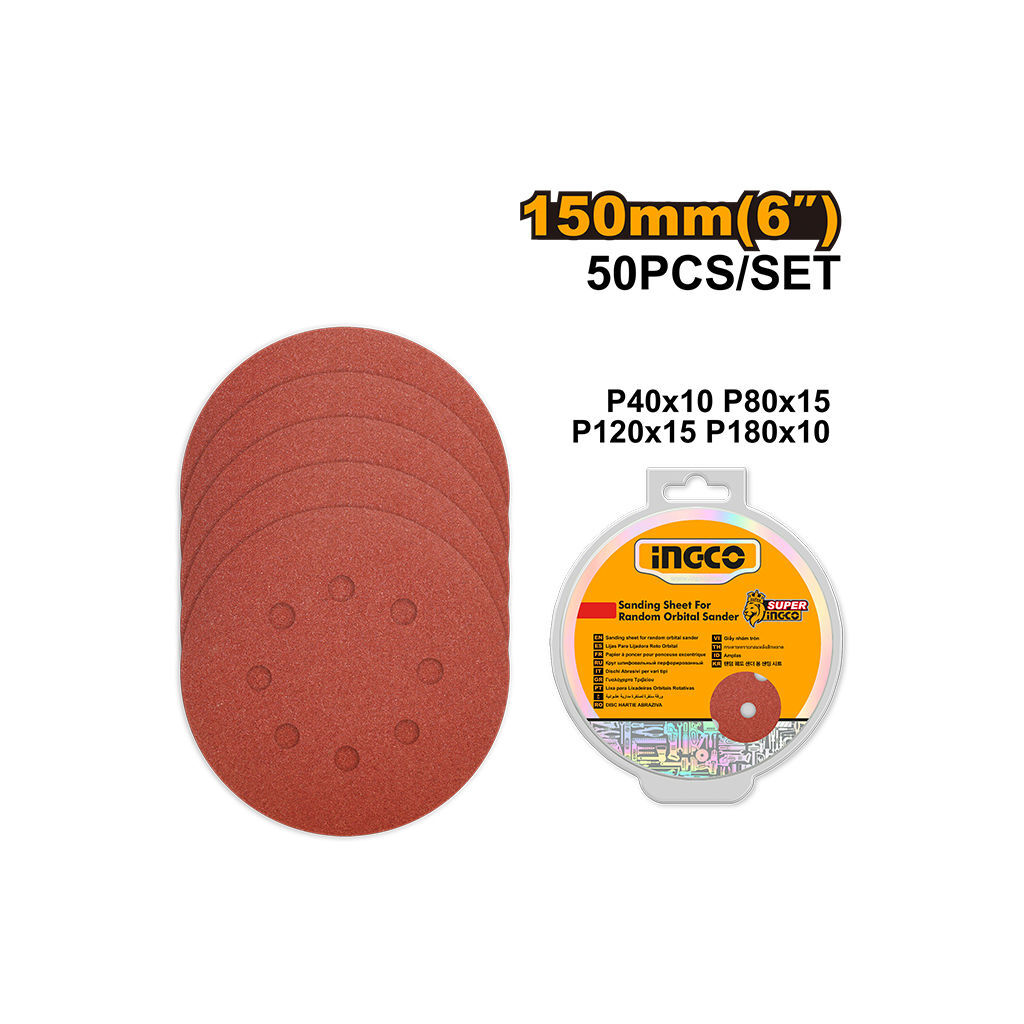 Jeufeuilles Abrasives Ponceuse Orbitale50pcs150 mm - INGCO AKRS1500511