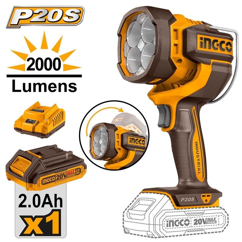 lampe de travail 20v 1batterie 2ah +chargeur ingco INGCO CWLI20881