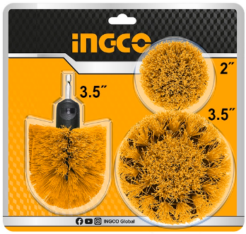 Jeu de 3 Brosses de nettoyage pour visseuse à poils souples INGCO WCBM0301