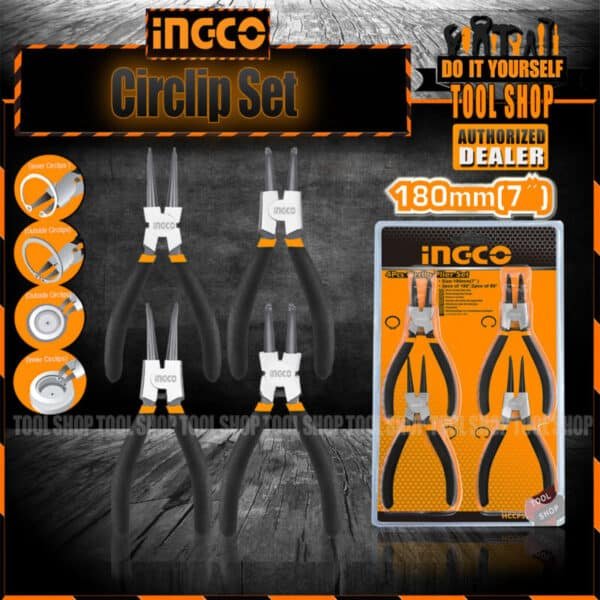Set de 4 pinces circlips en acier de carbone INGCO HCCPS01180