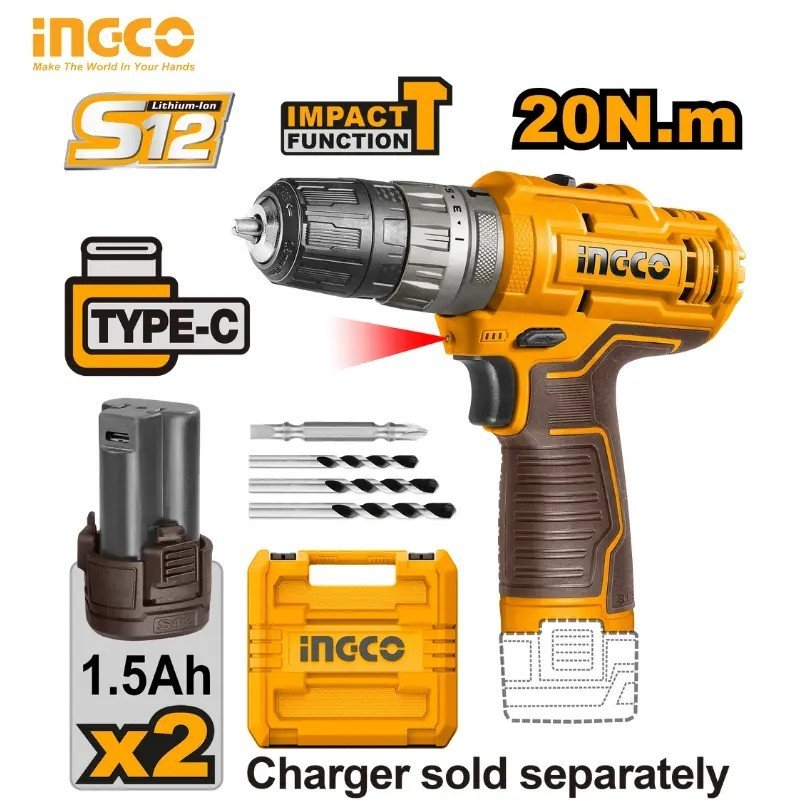 Perceuse Visseuse 12 V 1.5 AH - INGCO CIDLI12202