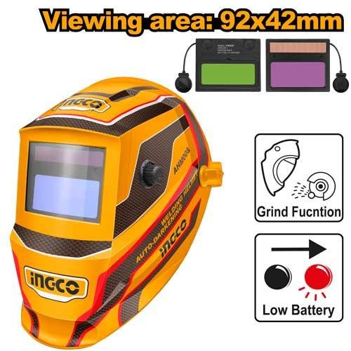 Casque de soudeur Viewing Area:92×42mm Arc Sensor INGCO AHM008