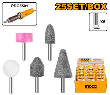 jeu de 5 meules sur tige  6mm pour PDG5501 INGCO AKB0502