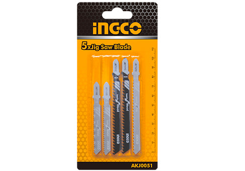 Jeu de 5 Lames 2pcs Jsbt111c pour Bois 2pcs Jsbt118b pour Métal 1pcs Jsbt127d pour Alu - INGCO AKJ0051