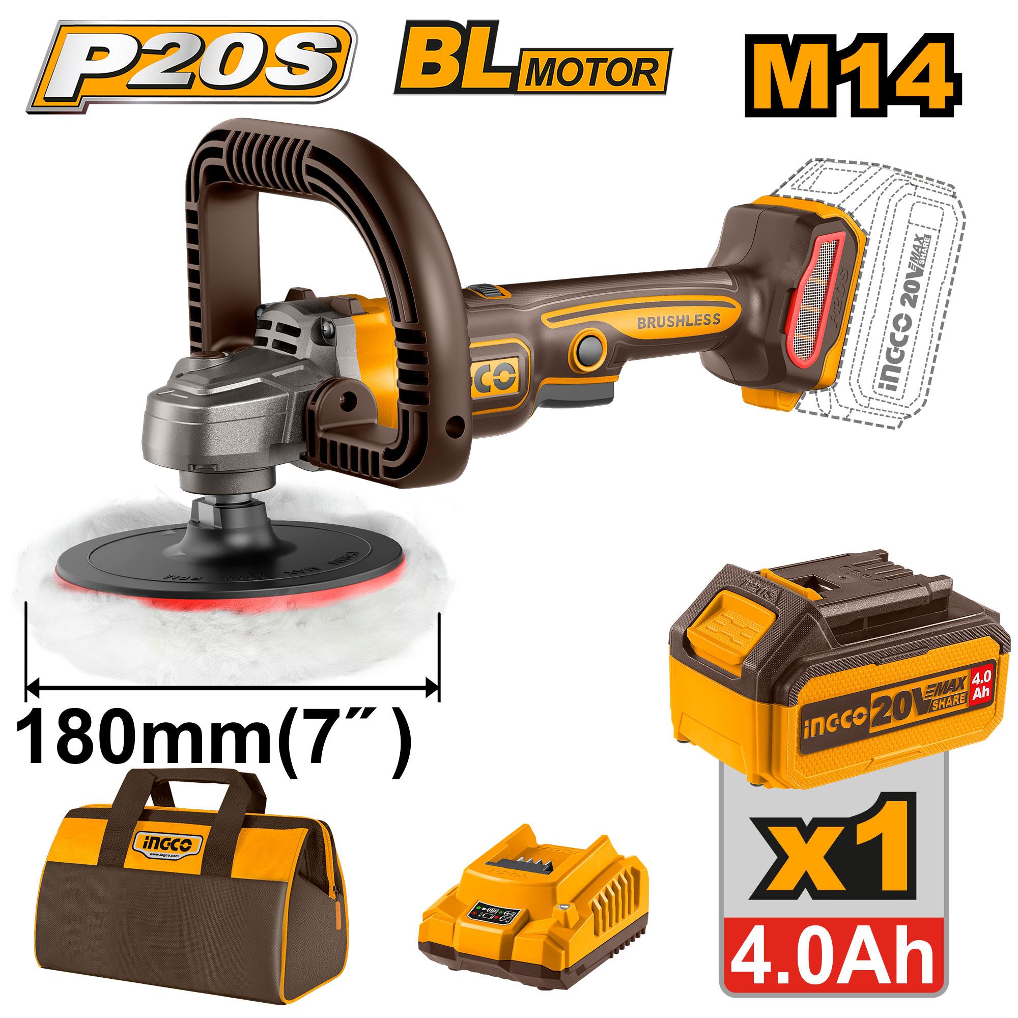 Polisseuse brushless 1 batterie 4Ah INGCO APLI20181