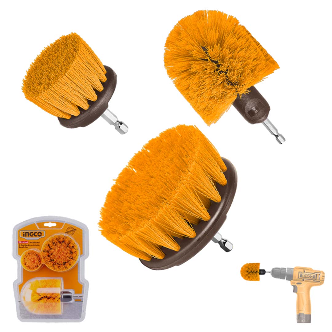 Jeu de 3 Brosses de nettoyage pour visseuse INGCO WCB0301
