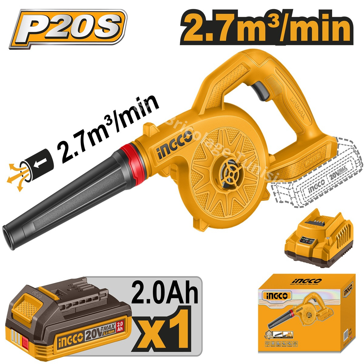Souffleur Sans Fil Sans Batteries/chargeur - INGCO CABLI2078
