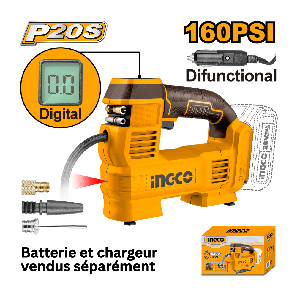 Compresseur D'air pour Voiture Sans Fil - INGCO CACLI2012