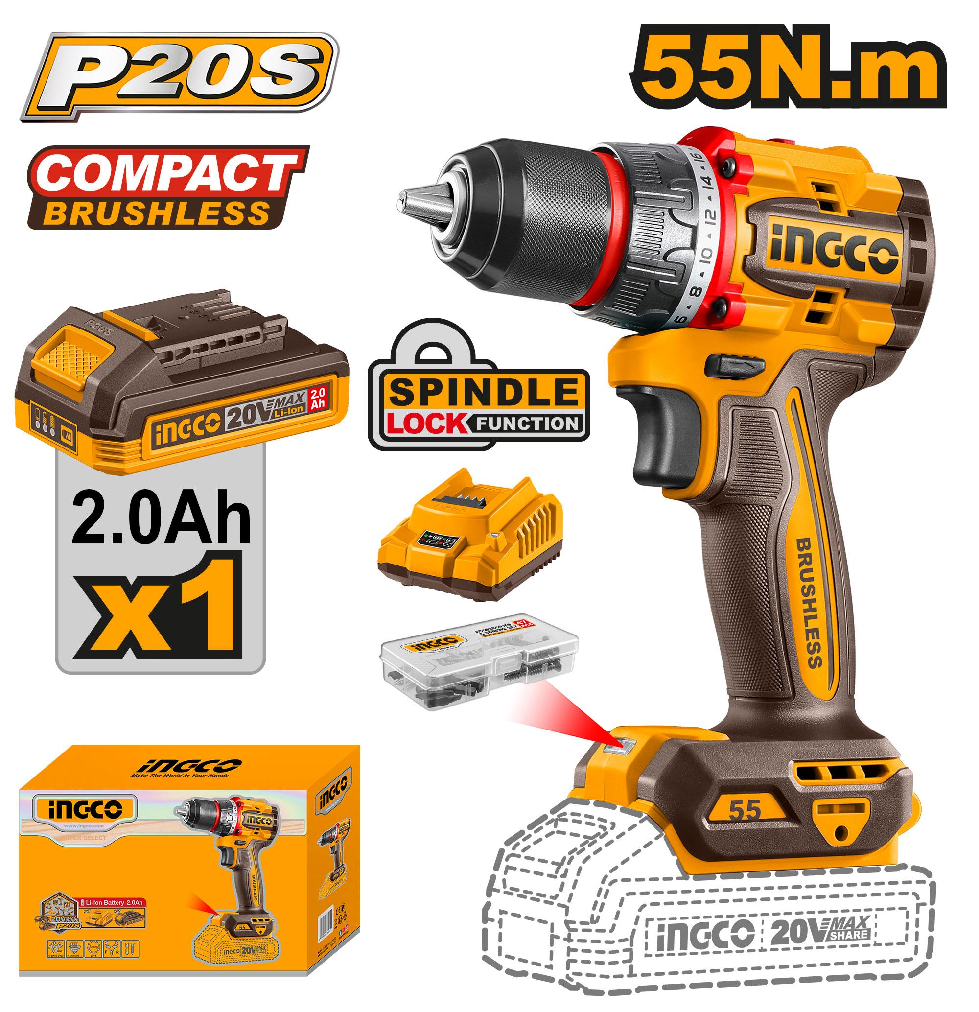 Visseuse 20 V Brushless 1 Batterie - INGCO CDLI205582