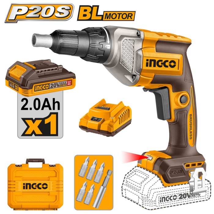 visseuse pour cloisons sèches avec 1 batterie 2.0ah +chargeur ingco INGCO CDSLI204281