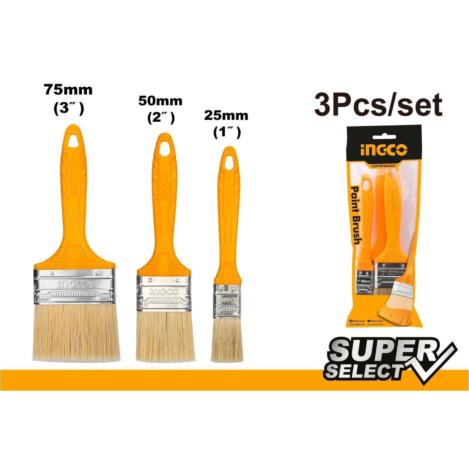 Set de 3 Pinceaux à Peindre INGCO CHPTB7860301