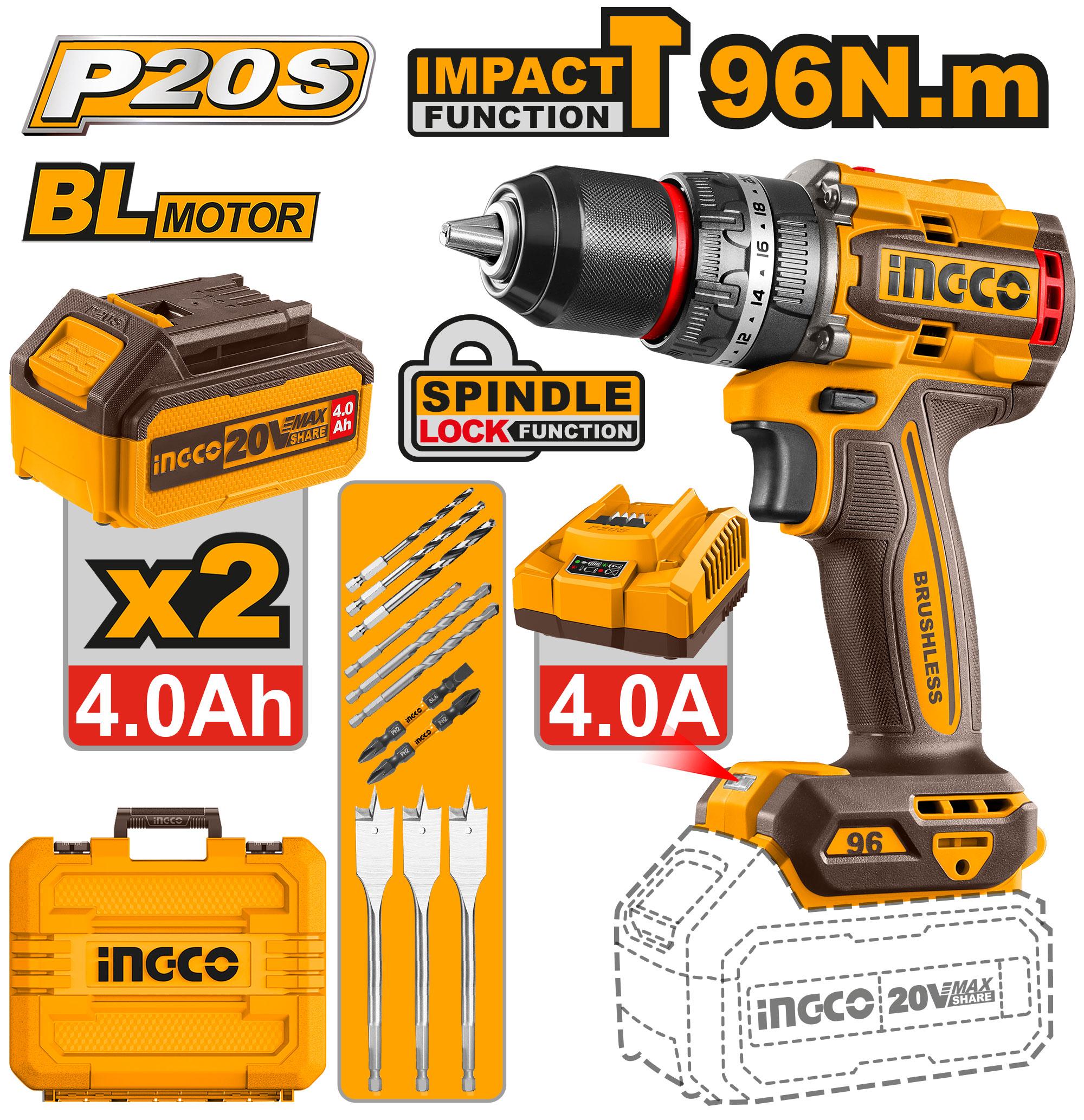 Perceuse Visseuse Brushless 20 V 96nm - INGCO CIDLI20968