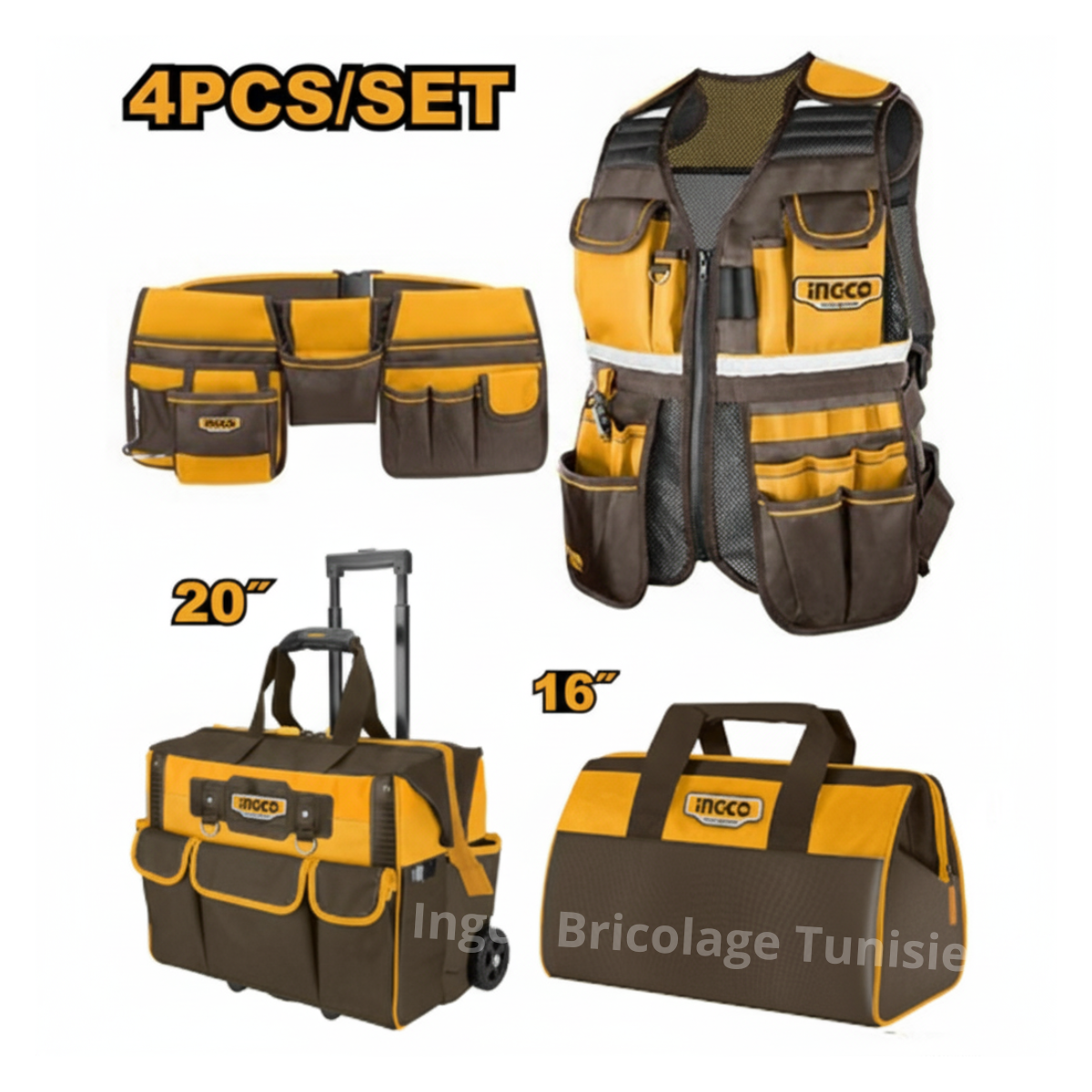 Jeu de 4 Sacs à Outils - INGCO COS230910