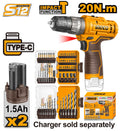 Perceuse Visseuse 12 V Ingco 1.5Ah+Accessoires INGCO COSLI241197