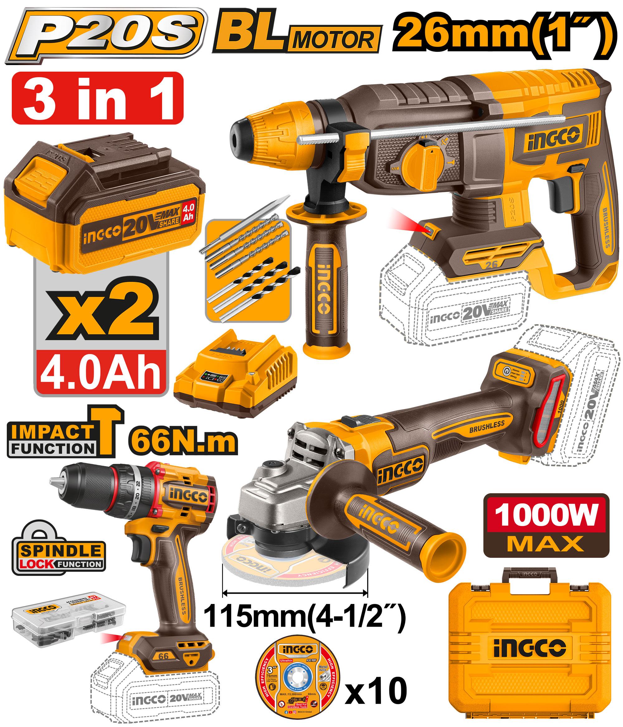Pack 3 Machines + Ventilateur Tve-490 - INGCO COSLI241198.1