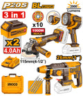pack 3machine meuleuse 115mm+marteau 26mm+ torche a batteries ingco INGCO COSLI250183