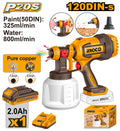 Pistolet à Peinture 20v 800ml/min 1batterie 2.0ah +chargeur ingco INGCO CSGLI20042