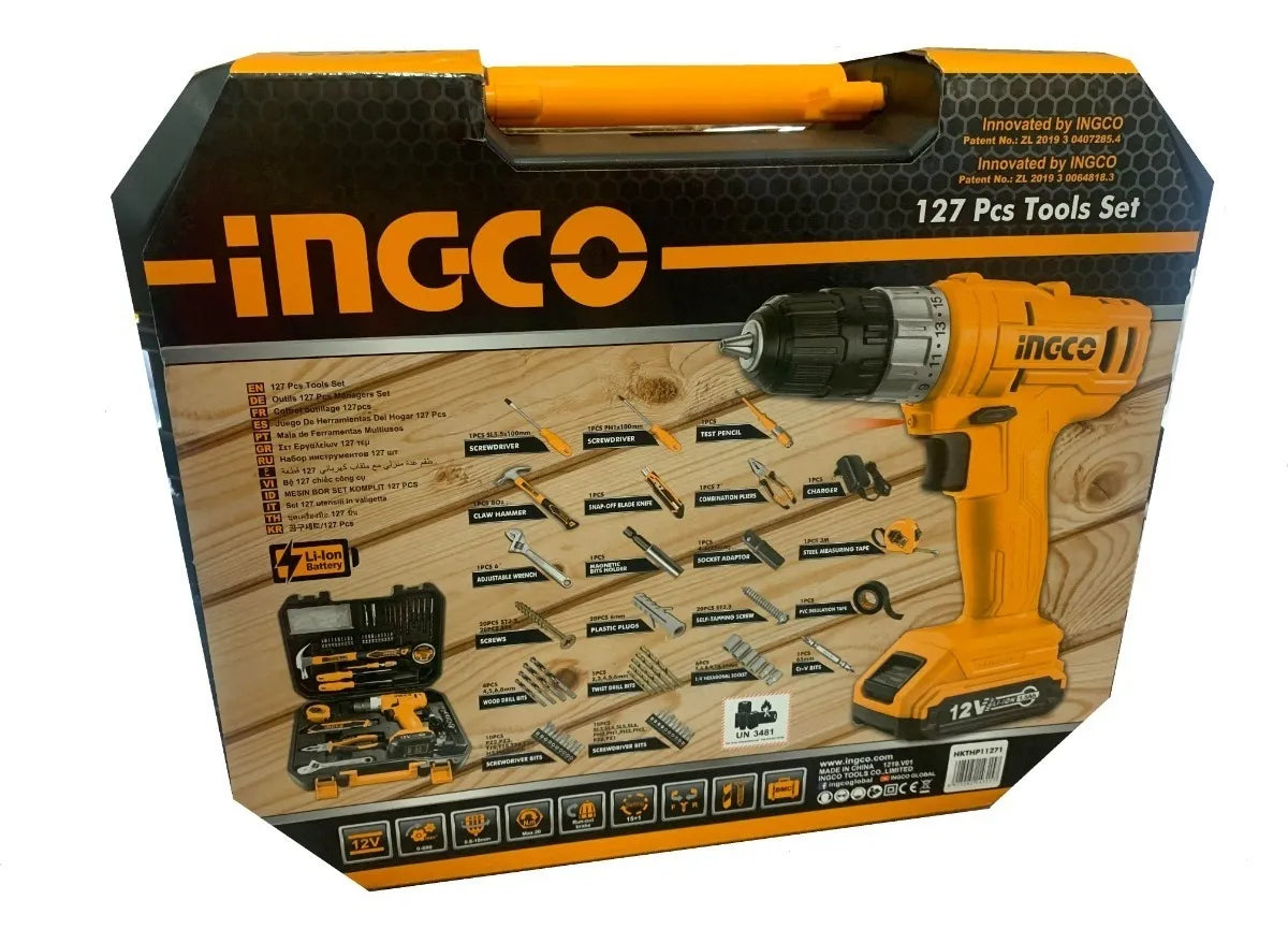 Coffret Visseuse 12 V + Jeu de 148 Outils - INGCO HKTHP41482