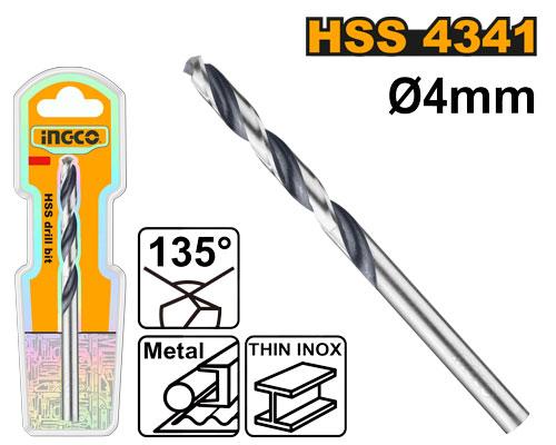 Foret Métal HSS 4341 Diamètre 4mm INGCO DBT1200404