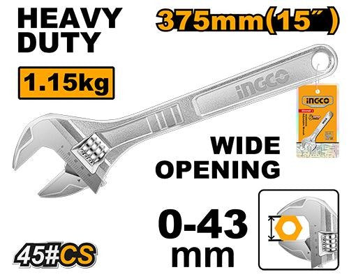Clé à Molette 375 mm 0-46 mm - INGCO HADW131152