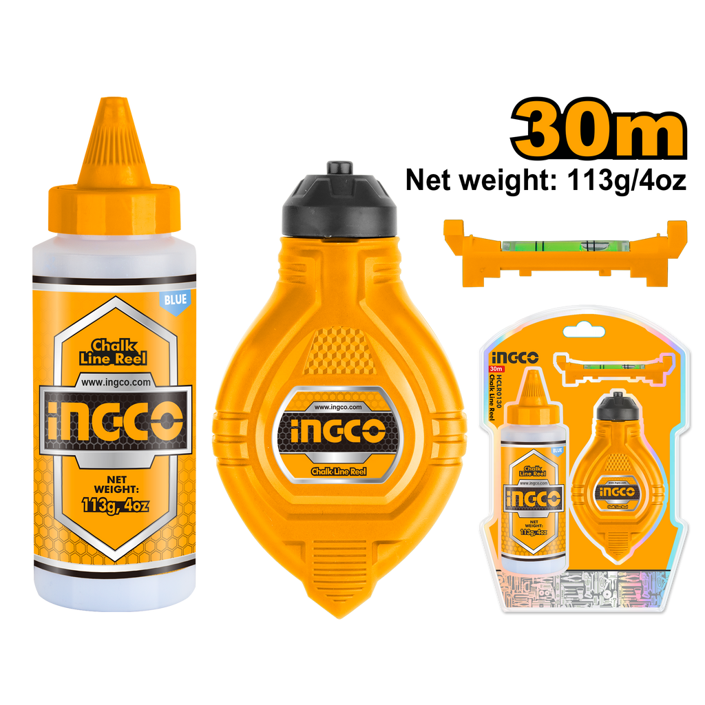Cordeau Traceur 30m avec Flacon de Poudre INGCO HCLR0130