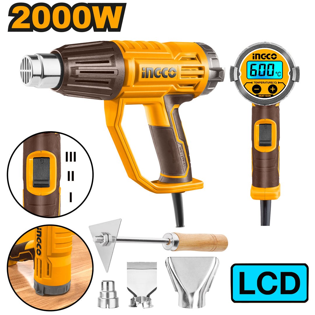 Décapeur thermique 2000W LCD +3buses + 1racleur SI INGCO HG200058