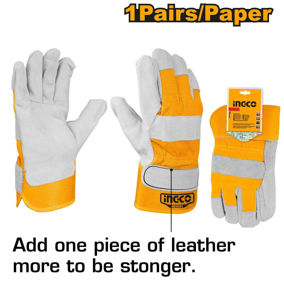 Gants en Cuir de Veau Retourné - INGCO HGVC01