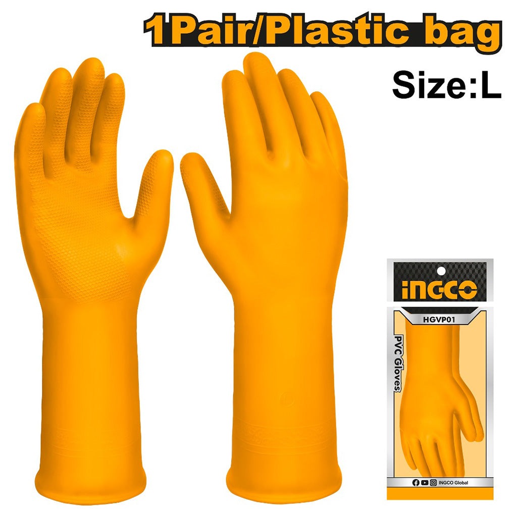 Gants PVC Jaunes - INGCO HGVP01