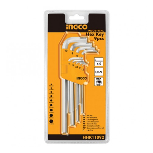 Clés mâles Hex Extra long Set de 9 pièces 1.5-10mm INGCO HHK12092