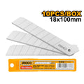 Boîte de 10 lames de cutter 18*100mm SS INGCO HKNSB112