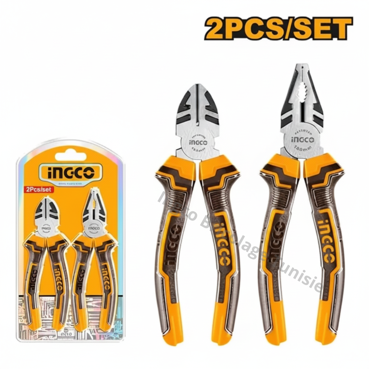 Jeu de 2 Pinces Bi-Matière INGCO HKPS28216