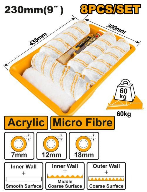 Set de 8 pièces pour rouleaux à peinture INGCO HKTCB83230083