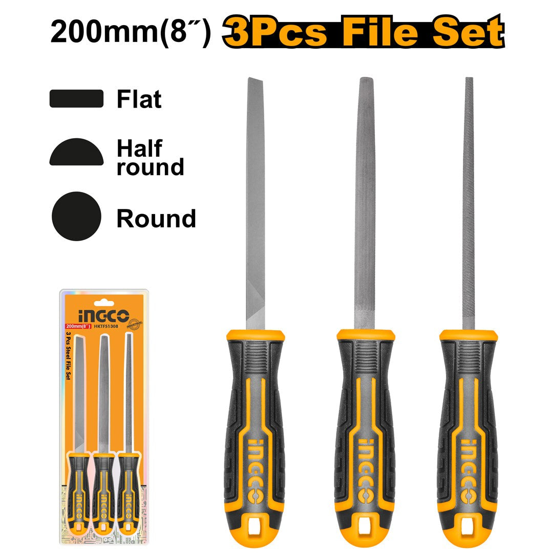 Set de 3 limes en acier 200mm INGCO HKTFS1308