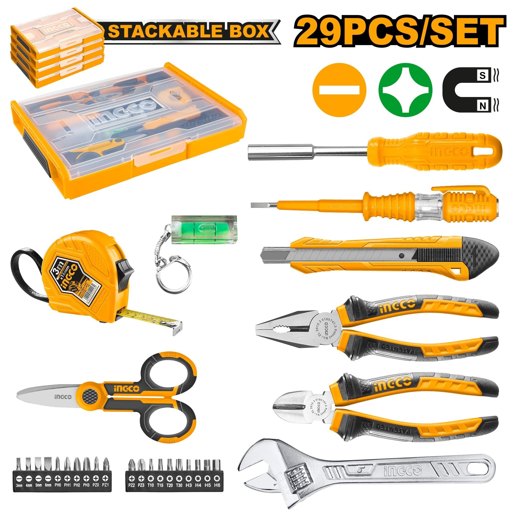 Jeu d'outils à main 29pcs INGCO HKTV01H291