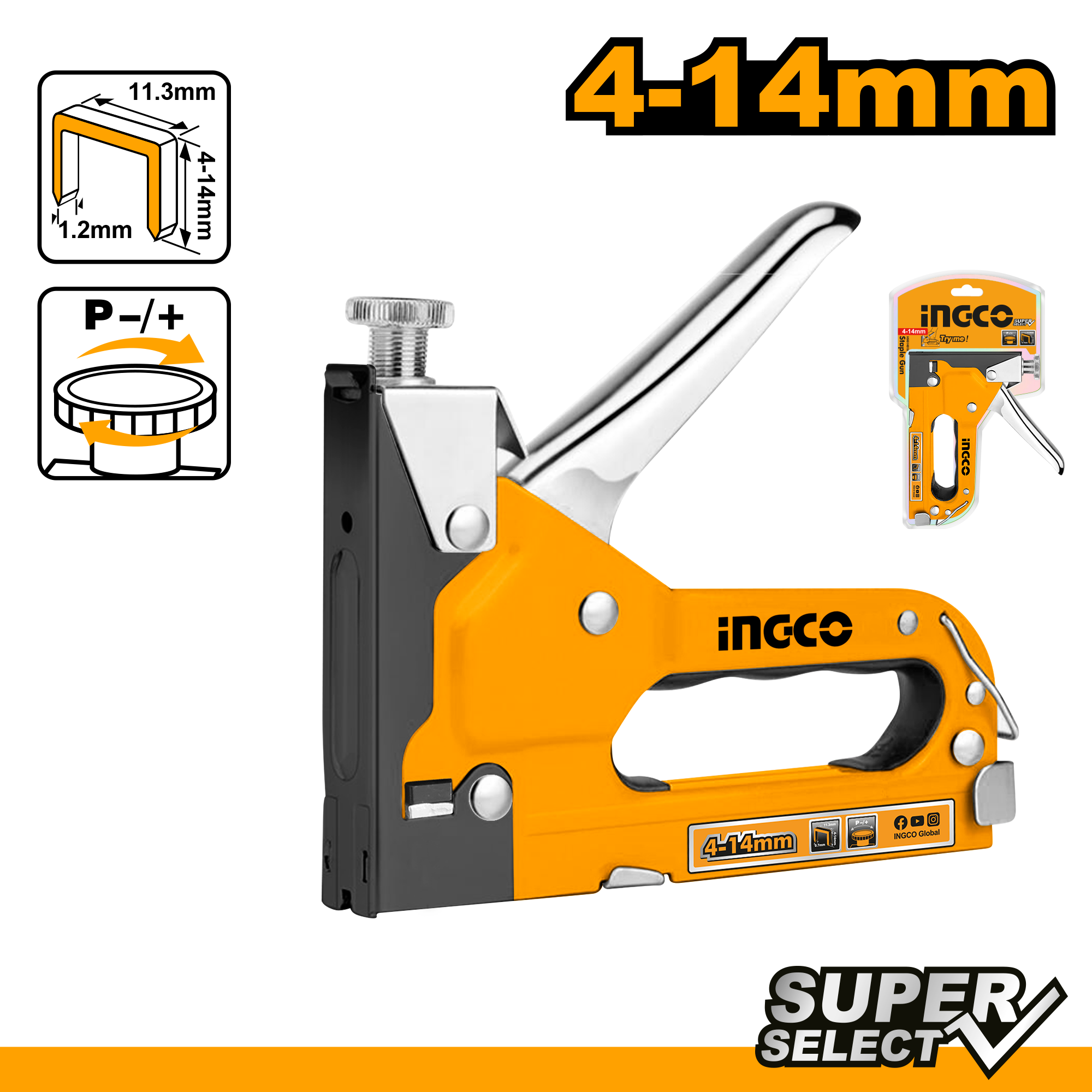 Agrafeuse Manuelle Tout Acier 4-14mm INGCO HSG14018