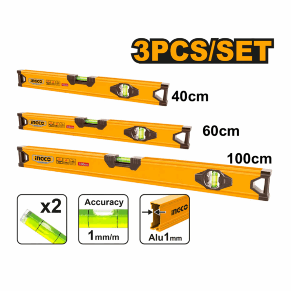 set de 3 niveaux a bulle 40-60-100cm ingco INGCO HSL10403
