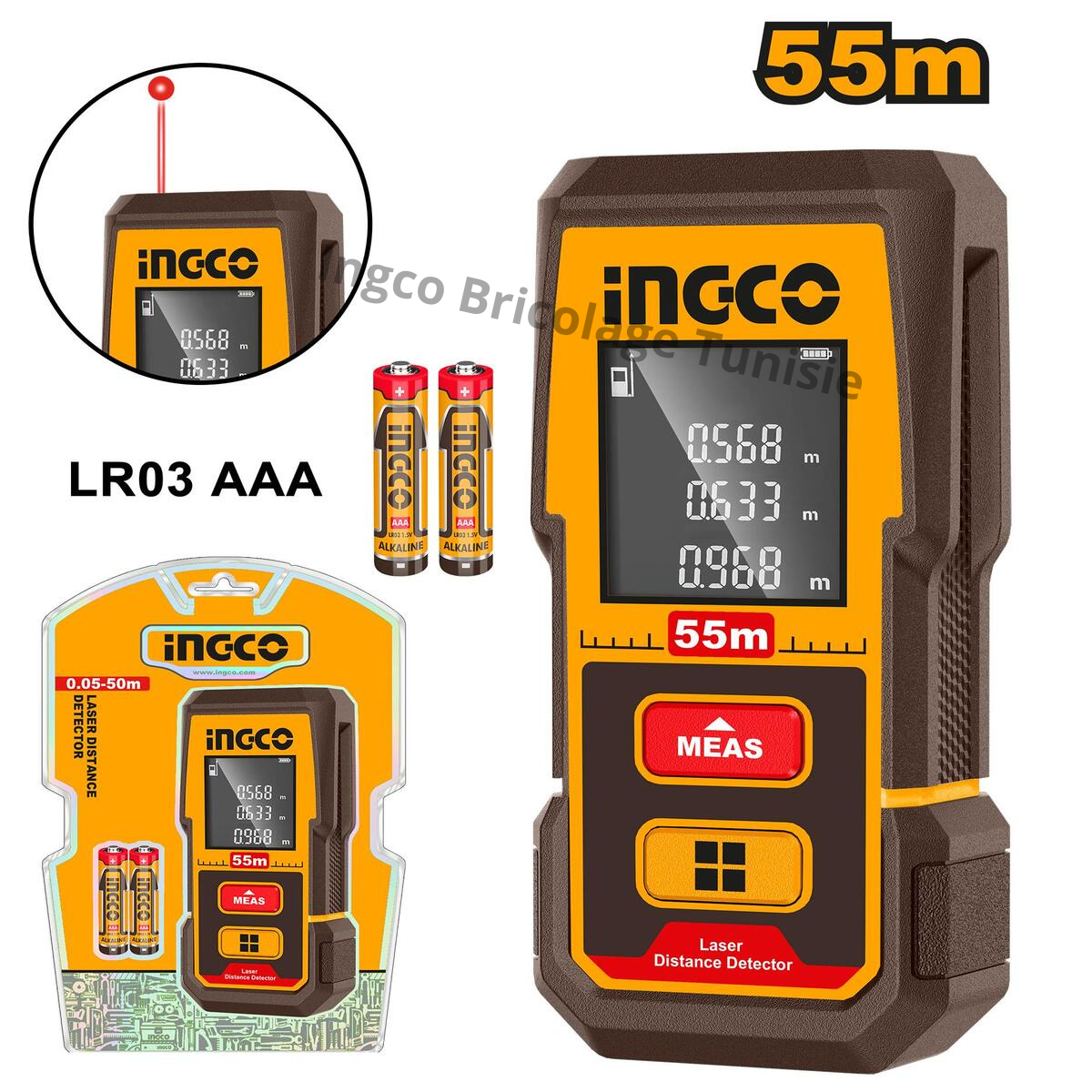 Détecteur de Distance à Laser 55 m - INGCO HLDD05086