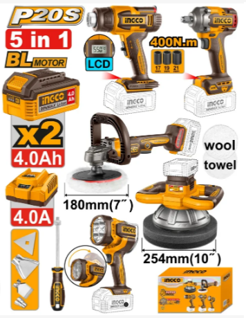 Pack de 5 Machines Sans Fils - INGCO COSLI250592