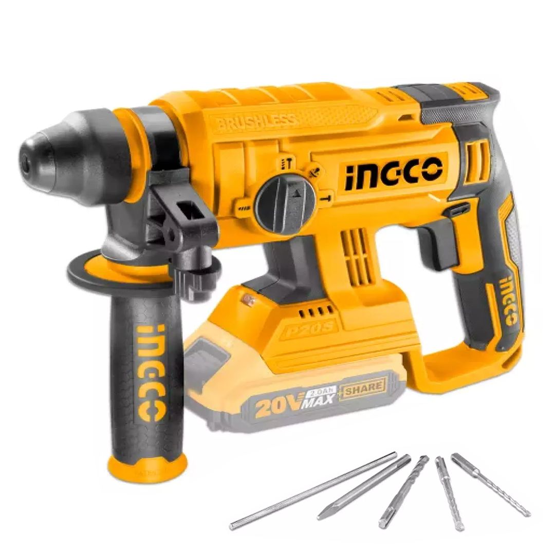 Marteau Perfora mandr auto 20V 26mm 2Bat 4A+Ch INGCO CRHLI202689