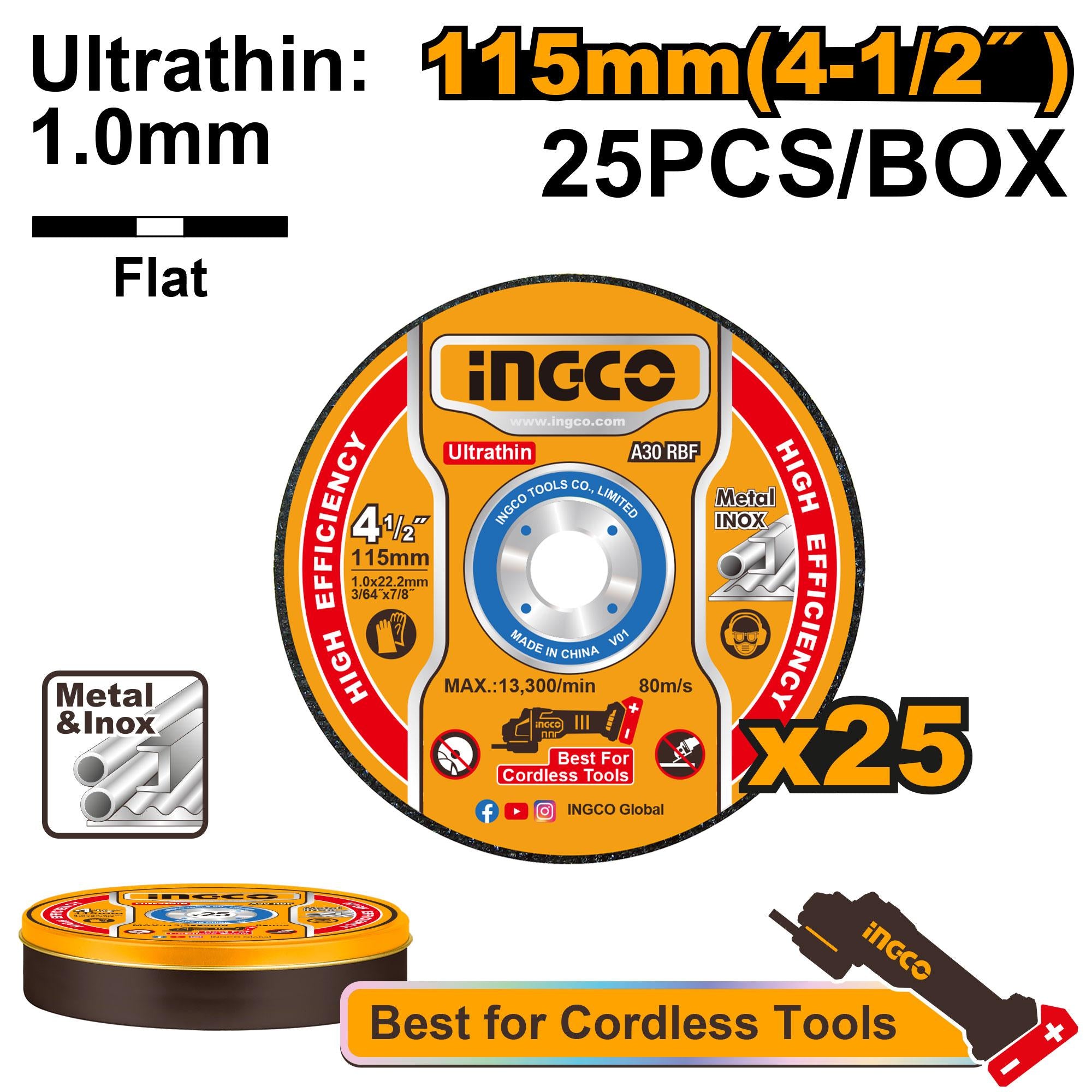 jeu de 25disques abrasif  115x1mm ingco INGCO MCD11011525