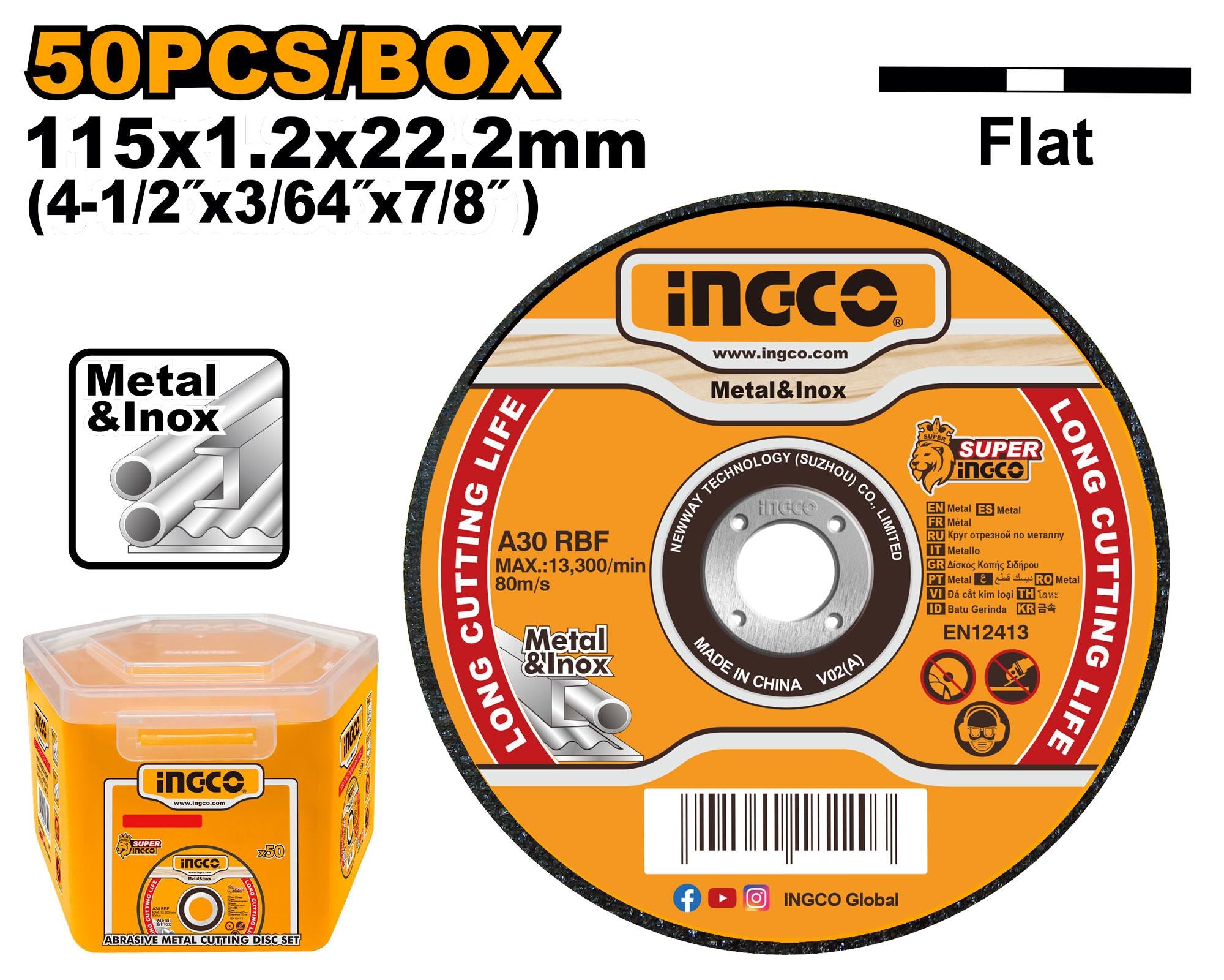 Jeu de 50 Disques Abrasifs 115 mm Ss - INGCO MCD1211550