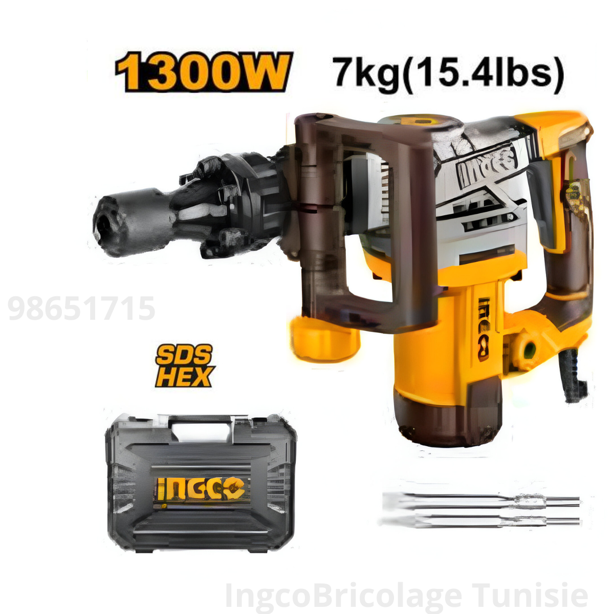 Engrenage Marteau Burineur 6kg 1300 W - INGCO PDB13008-SP-38