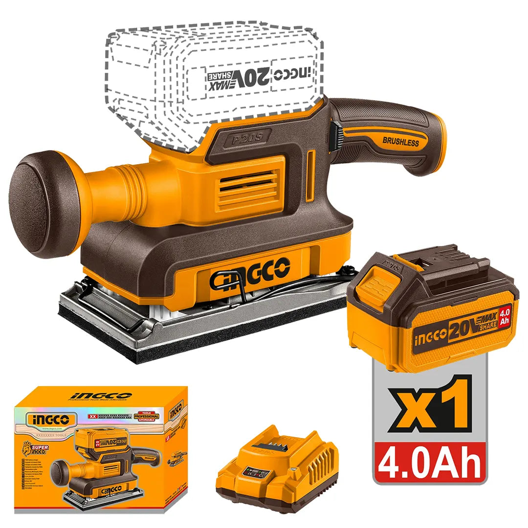 Ponceuse Vibrante Brushless 20 V 90 X 180 mm 1batterie + Chargeur - INGCO CFSLI20311