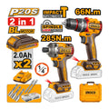 Pack 2 Machine Visseuse/perc Brushless 66nm + Clé à Choc 20 V - INGCO CKLI20277