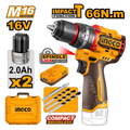 Perceuse à Percussion 66n.m Sans Fil 16 V Compact Sans Balais - INGCO CIDLI166062