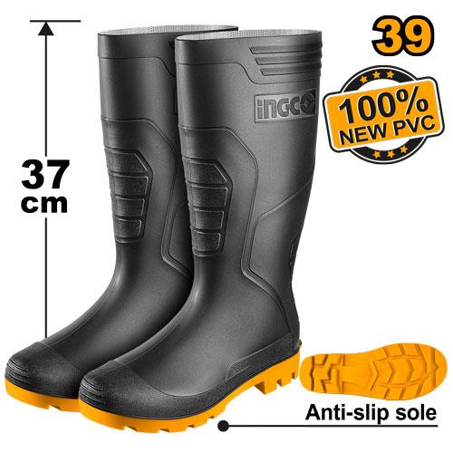 Bottes PVC Noires Taille39 - INGCO SSH092LYB.39
