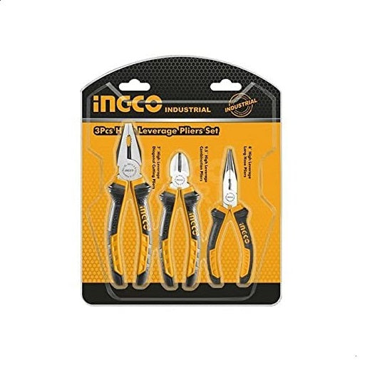 Set de 3 Pinces Universelle + Diagonale + Bec Long - INGCO HKPS08318