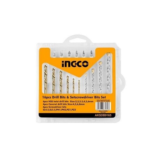 Set de Forets et Embouts 16 Pièces - INGCO AKSDB9165