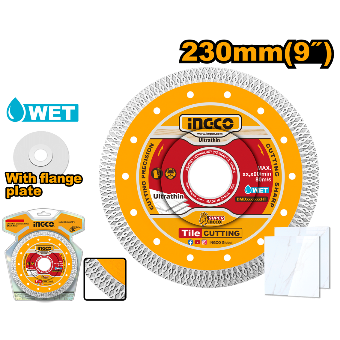 Disque Diamant Ultra Fin (Jante En Maille) 230mm ingco INGCO DMD082301HT
