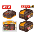 Kit 2 Batteries Lithium-ion et Chargeur 2,5 AH 42 V - INGCO FBCPM25221